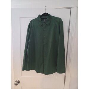 #155 Claiborne Men's XL Button Up Dress Shirt Green 100% Cotton